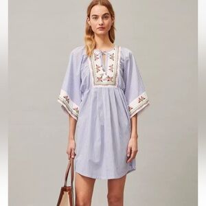 Tory Burch || Embroidered Beach Tunic Kaftan Dress Swim Coverup Floral Small